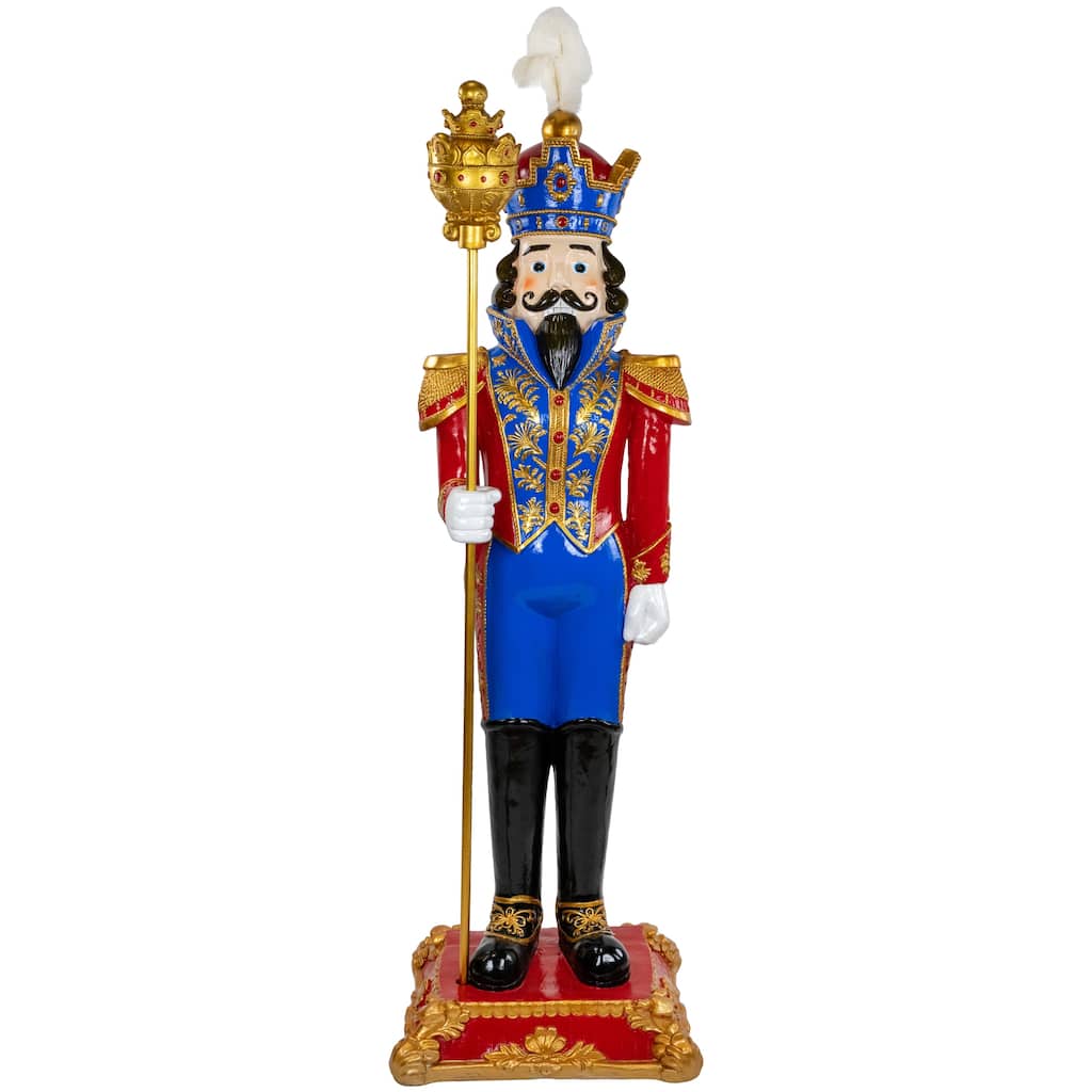 Standing Commercial Christmas Nutcracker Soldier Scepter 6.5' Red Blue