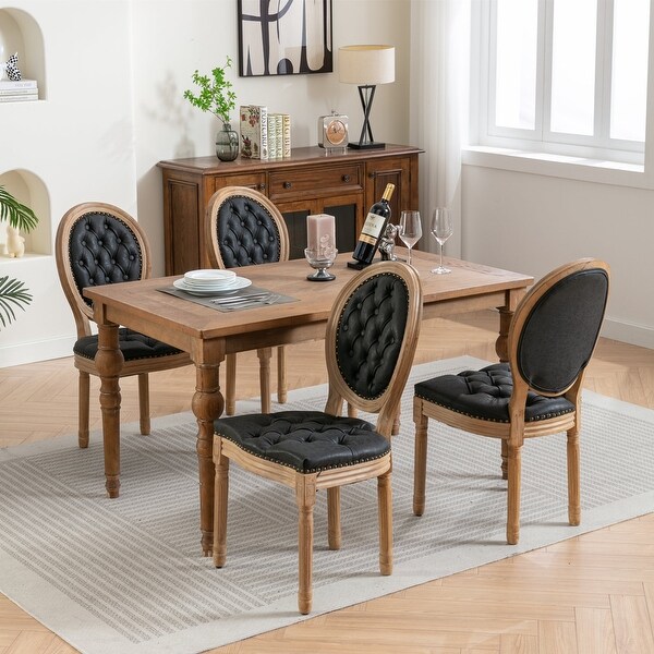 【メーカー再生品】 Mid-century Modern Dining Chairs Set of 4, PU Leather High シューズ