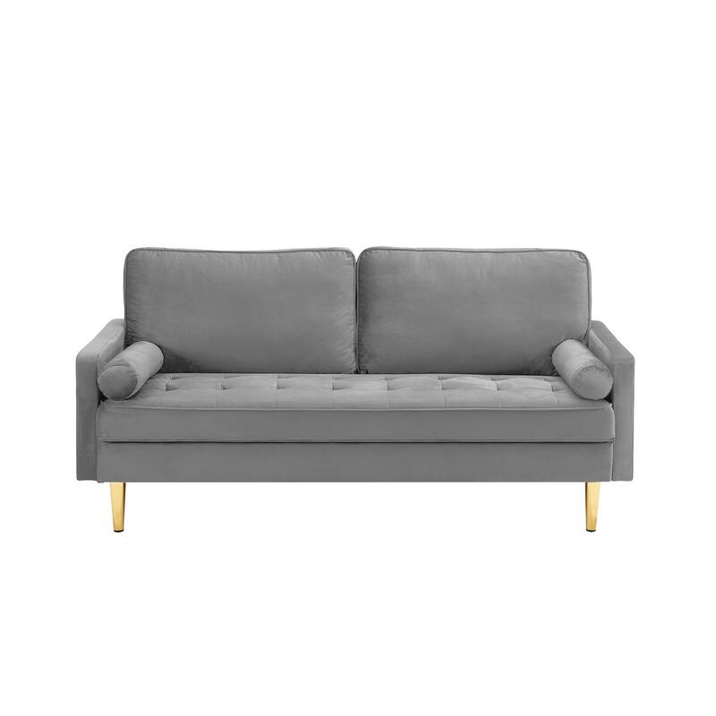 Rustic Loveseat Sofa Couch with Metal Legs, 2-Seater Settee Sofa Love Seat with Cushions for Living Room