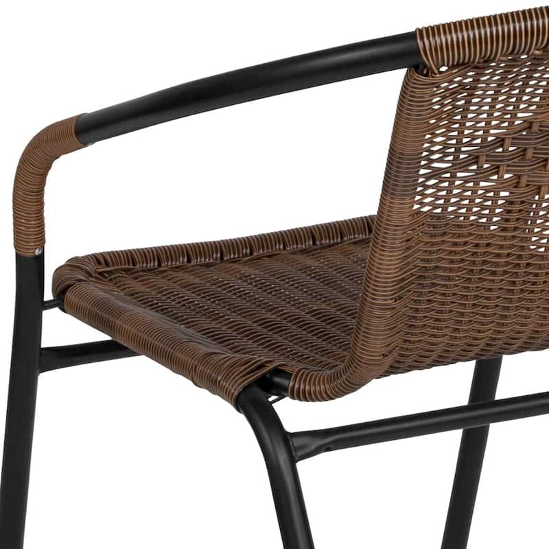 Indoor/Outdoor Stacking Rattan Restaurant Patio Chairs (Set of 2)