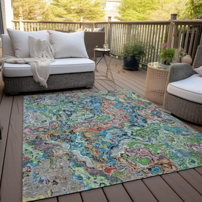 Machine Washable Indoor/ Outdoor Chantille Abstract Modern Rug