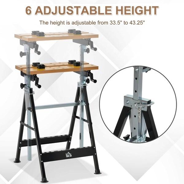 HOMCOM Work Bench Tool Stand with Adjustable Height and