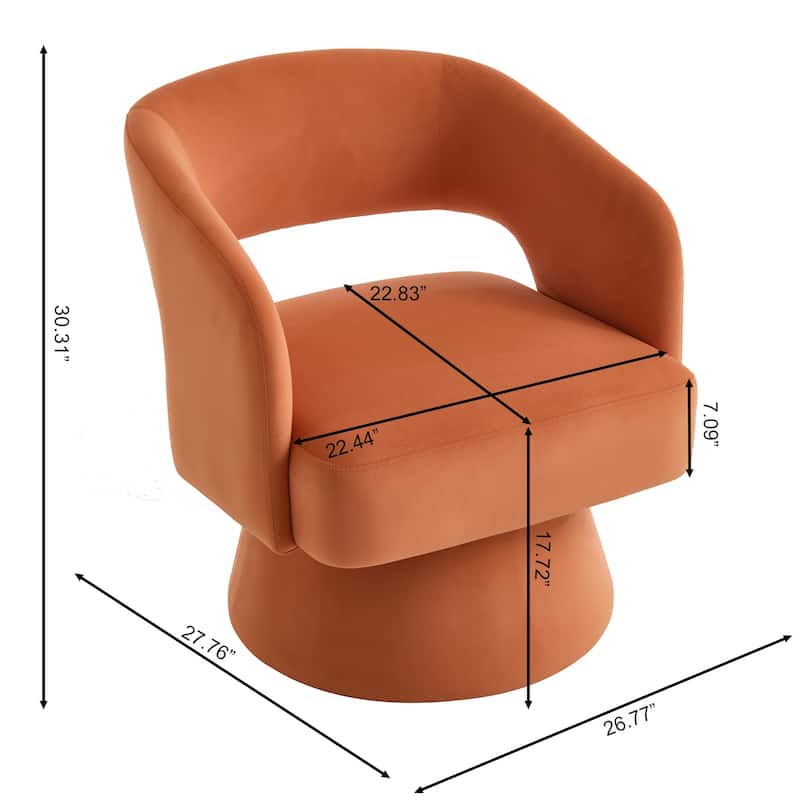 Swivel Barrel Chair, Velvet Accent Armchair 360 Degree Swivel Club Chair for Living Room Bedroom Reception Room