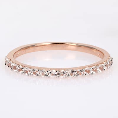 Miadora Created White Sapphire Stackable Anniversary Wedding Band in 10k Rose Gold