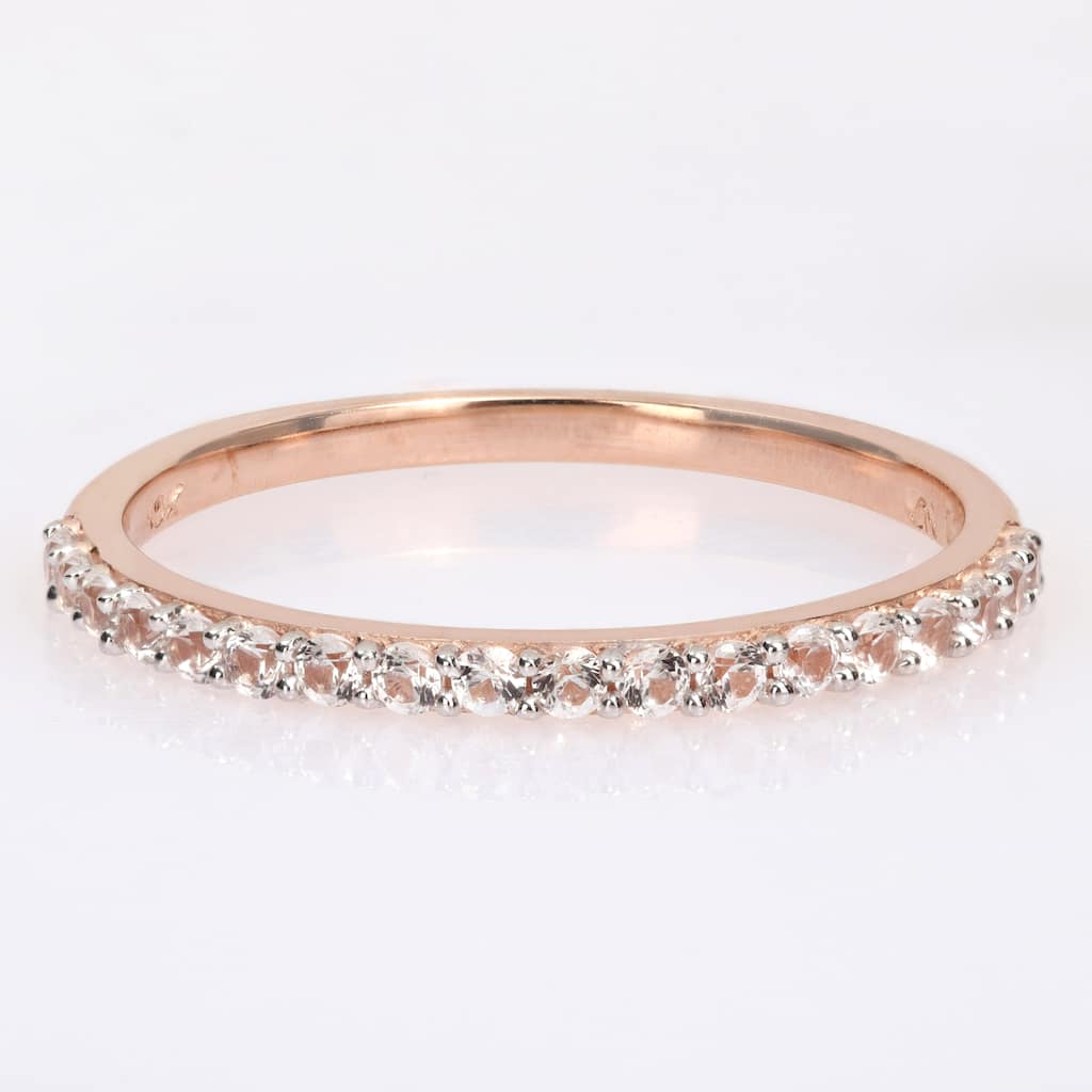 Miadora Created White Sapphire Stackable Anniversary Wedding Band in 10k Rose Gold