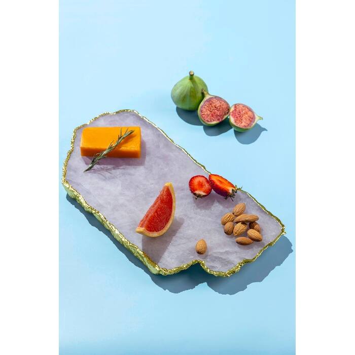 Dazzle Rose Quartz & Gold Cheese Board - Pink - Pink