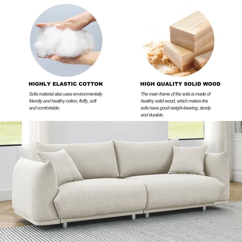 3Piece Fabric Living Room Combination Sofa Set with 5 Pillows Bed