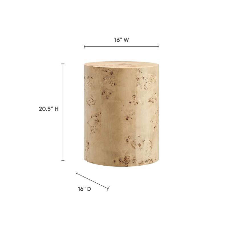 Cosmos 16" Round Burl Wood Side Table - N/A