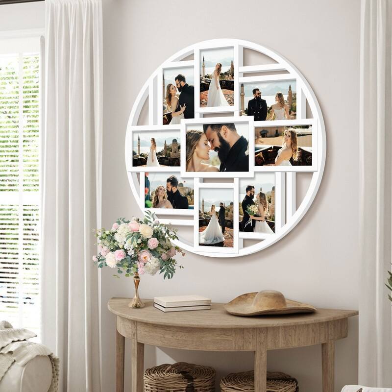 Hello Laura 9 Opening Round 4×6 Collage Wall Frame Multi Picture Photo Frame for Wall