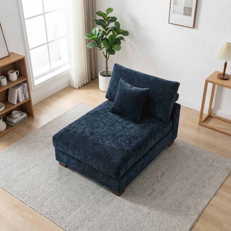 Chenille Upholstered Armless Accent Chair With Plush Cushion