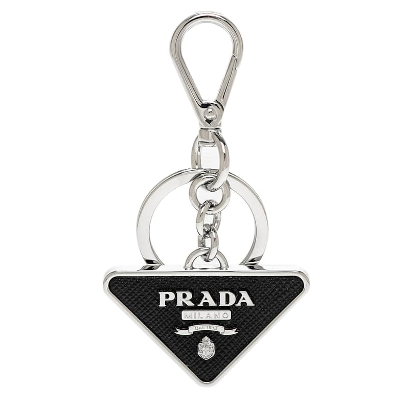 Prada Saffiano Leather and Metal Keychain - Black