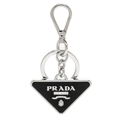 Prada Saffiano Leather and Metal Keychain