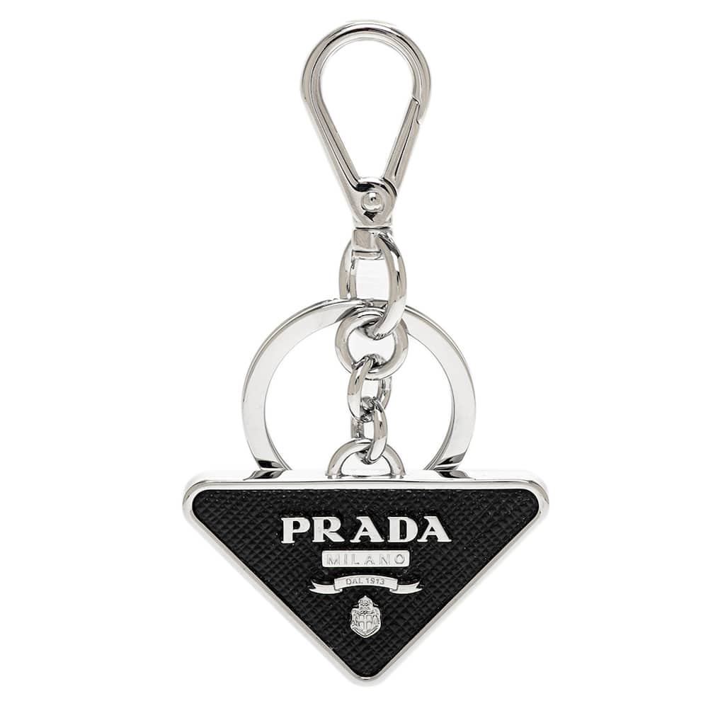 Prada Saffiano Leather and Metal Keychain