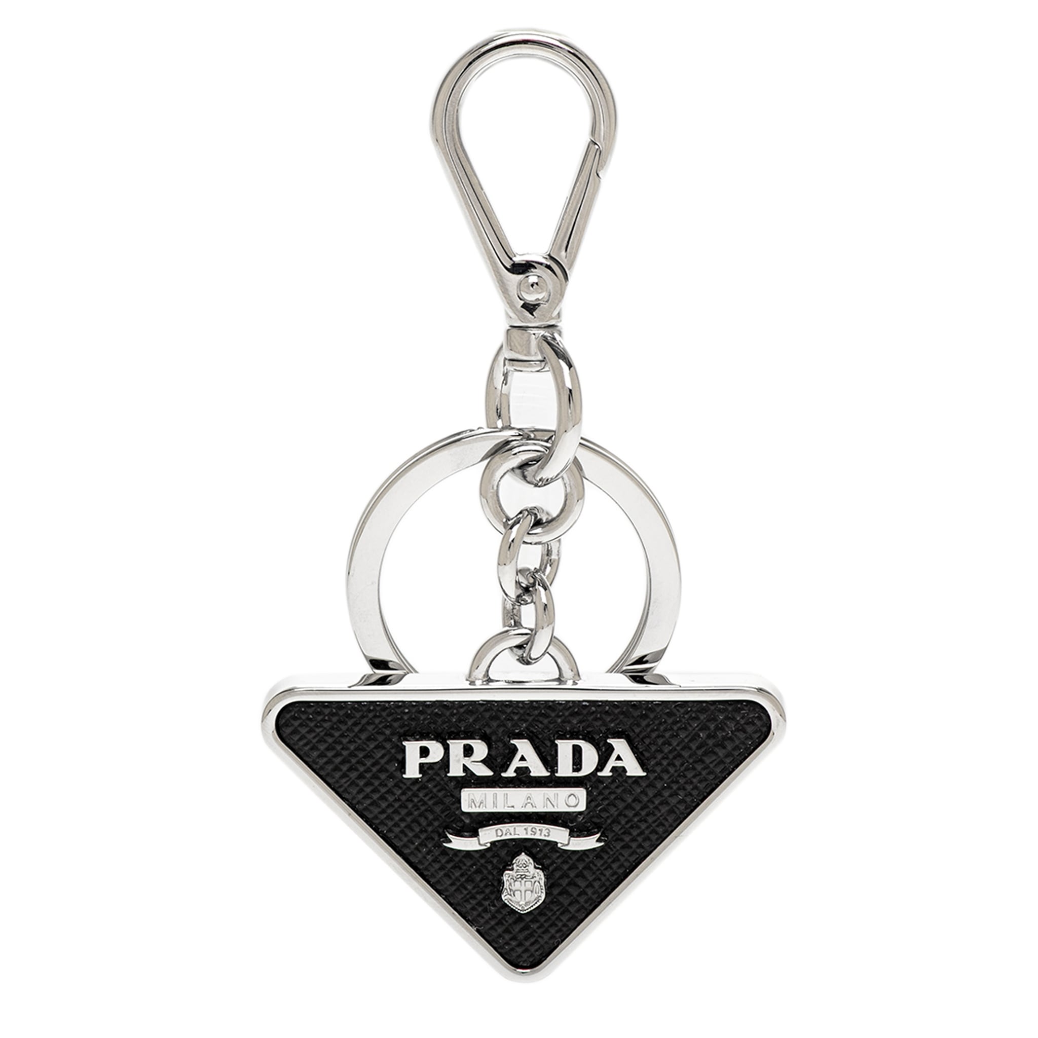 Prada Saffiano Leather and Metal Keychain