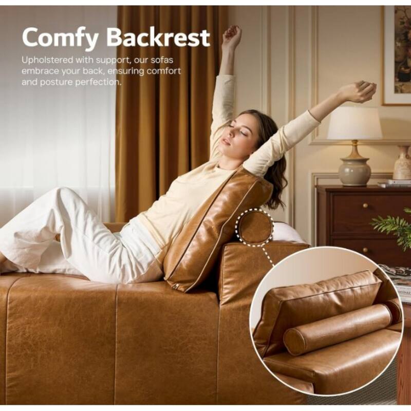 114.17" L-Shaped Faux Leather Sectional Sofa, No Assembly Required