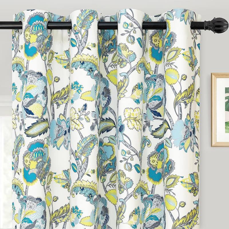 DriftAway Layla Classic America Style Floral Leaves Window Curtain Grommet