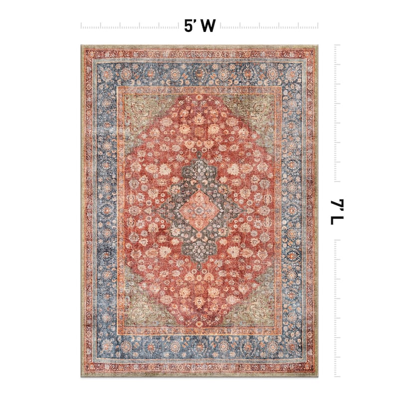Black Traditional Flat Pile Rug - Washable and Pet Friendly, Non-Slip Surface