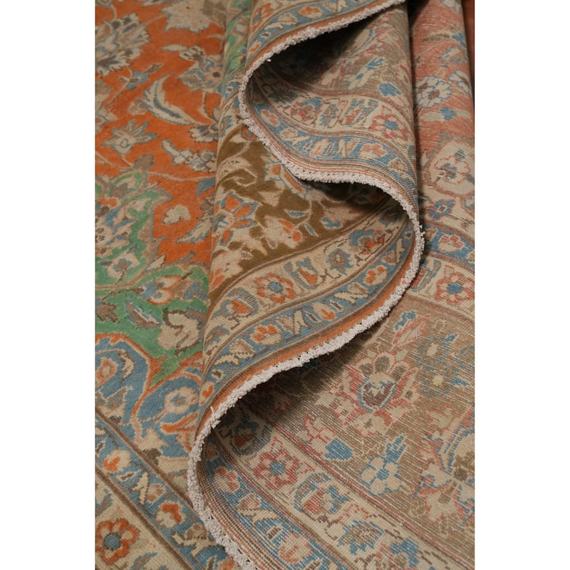 Hand Knotted Oriental 100% Wool Carpet Traditional Floral Oranges & Rust Najafabad Area Rug - 13' 7'' X 9' 6''
