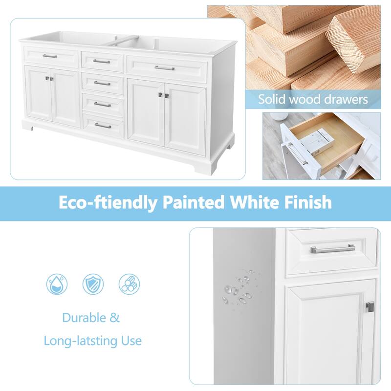 Nephelily 48" 60" 72" Vintage Uni-Vanity Bathroom Cabinet, Tall Drawer