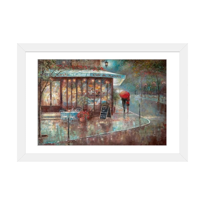 iCanvas "Cafe du Marche" by Ruane Manning - White - 16x24x1