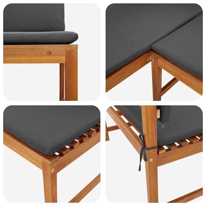 vidaXL Garden Corner Bench Brown 140 x 100 x 91cm Solid Acacia wood - 55.1 x 39.4 x 35.8