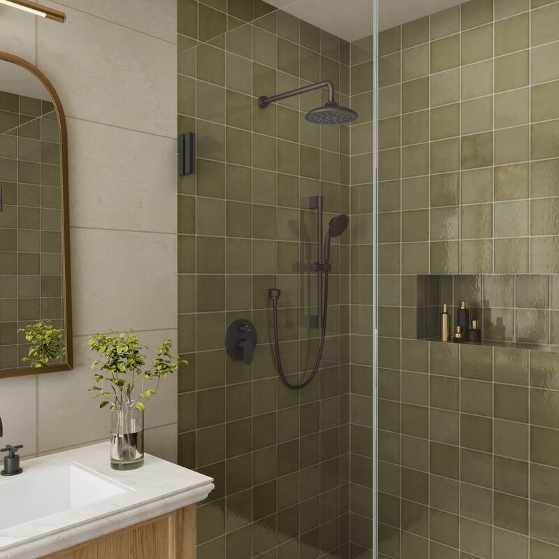 4-Spray Wall Mount Dual Fixed and Handheld Shower Head with Adjustable Slide Bar and Pressure-Balanced Valve