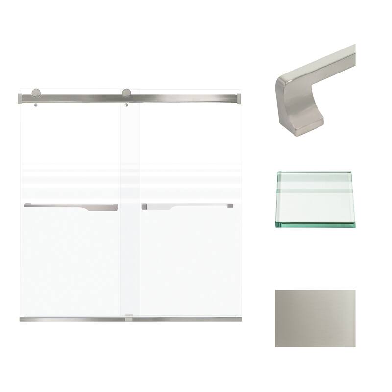 Transolid BRP606208F-J 62" High x 60" Wide Bypass Frameless Shower - Brushed Stainless