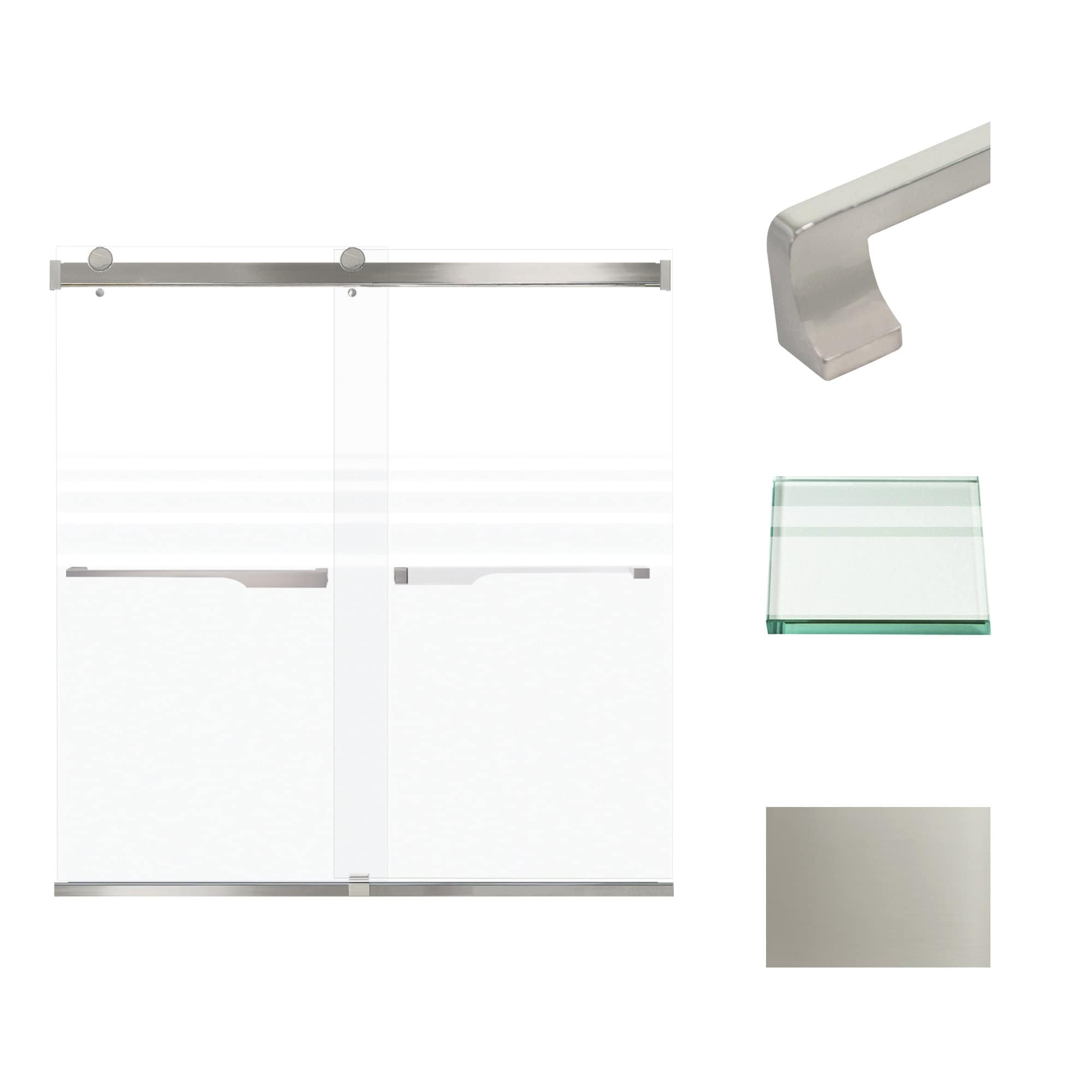 Transolid BRP606208F-J 62" High x 60" Wide Bypass Frameless Shower