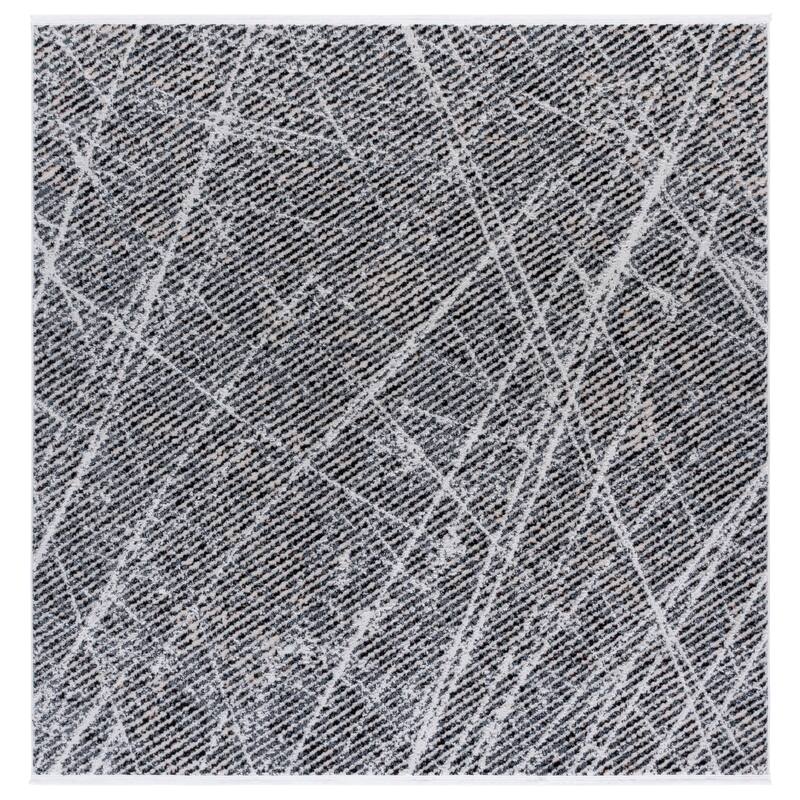 SAFAVIEH Mila Clydie Modern & Contemporary Rug - 6'7" Square - Ivory/Grey Black
