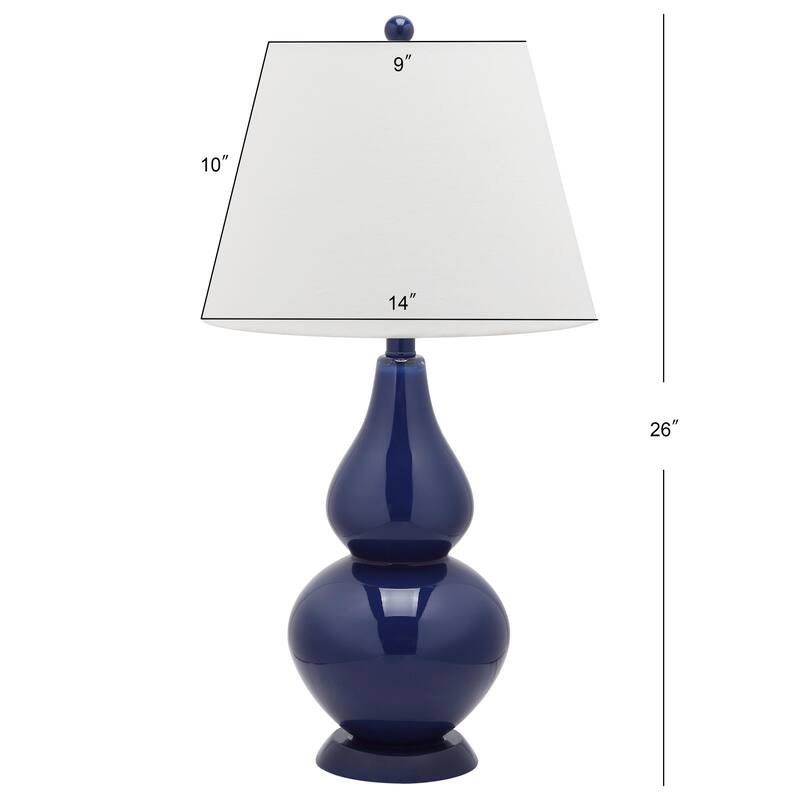 SAFAVIEH Lighting 27-inch Cybil Double Gourd Navy Table Lamp (Set of 2) - 14"x14"x26"