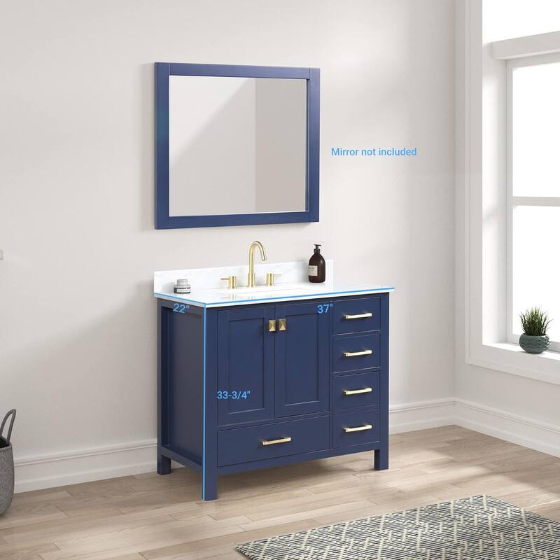 Blossom Geneva 36" Solid Wood Bathroom Vanity with Marble Top