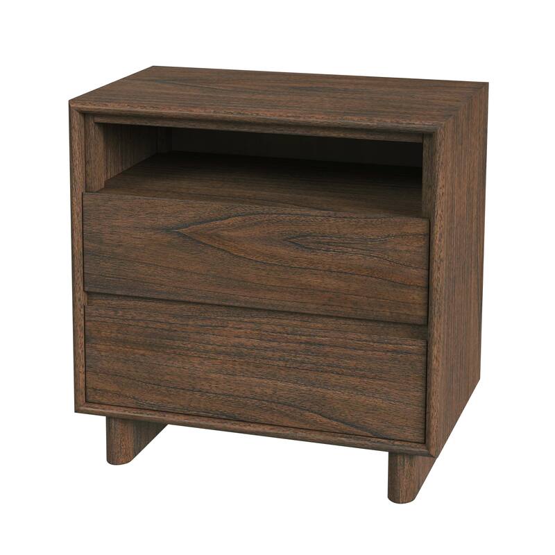 Halmstad 24 in. W Wood Panel 2 Drawer Nightstand with Soft-Closing Drawers