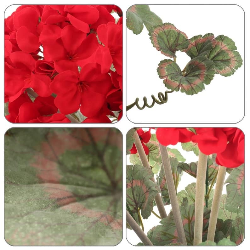 Silk Geranium Bushes 2 Pieces RED Artificial House Plant 24 Inch On