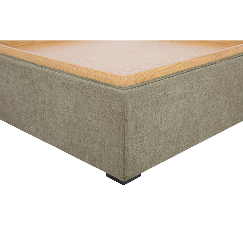 NADAAL STUDIOS Mirelda Ottoman, Flip-Top Upholstered Storage with Walnut-Look Tray Surface, Flecked Oat