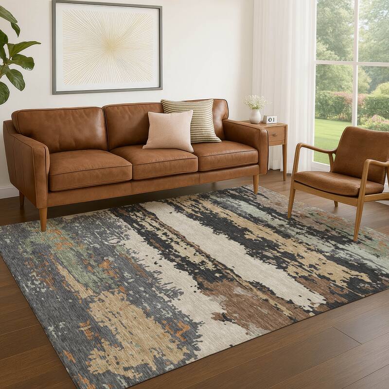 Machine Washable Indoor/ Outdoor Modern Buena Chantille Rug