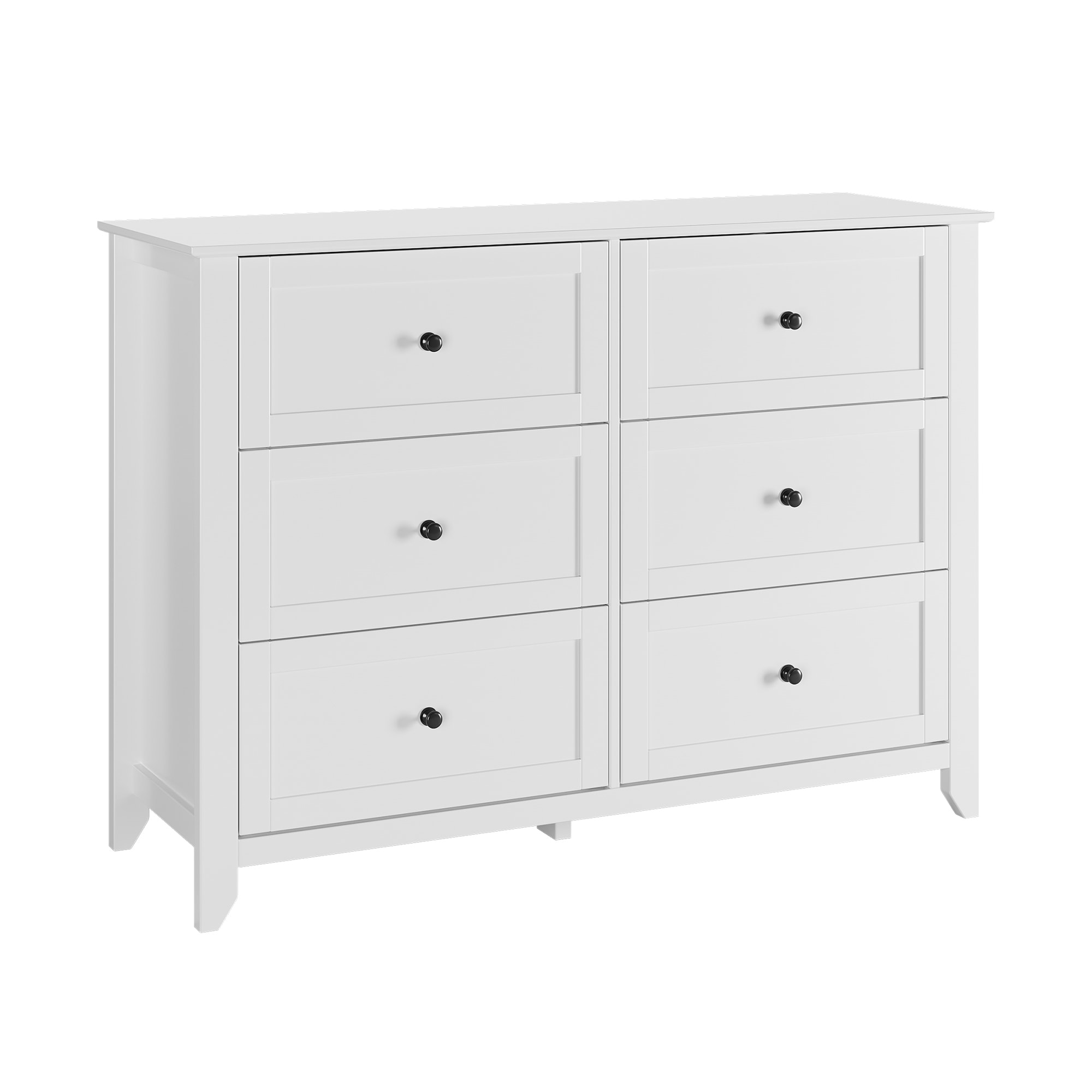 Wood Dresser for Bedroom, Chest of Drawers with 6 Drawer & Metal Handle, Closet Store Organizer for Living Room