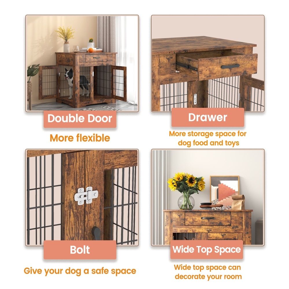 Dog crate with sales drawers