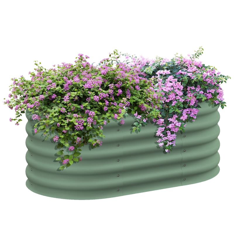 Outsunny 3.4' x 2' x 1.4' Galvanized Raised Garden Bed Kit, Outdoor Metal Elevated Planter Box - Green