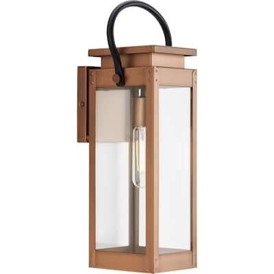 Union Square One-Light Medium Antique Copper Urban Industrial Outdoor Wall Lantern - 7.87 in x 6.5 in x 19.37 in