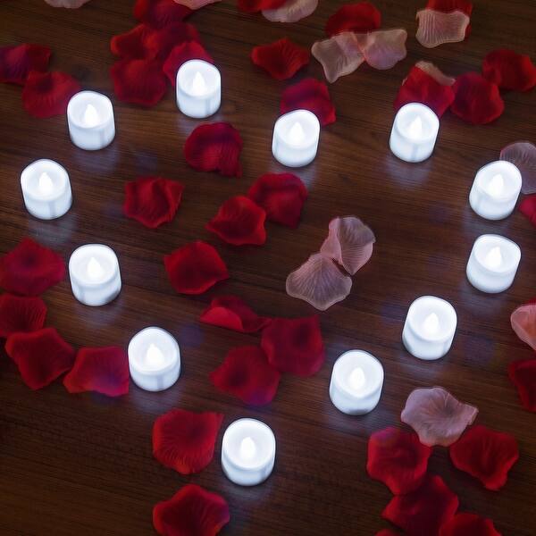 Shop Image 12pcs Led Tealight Candles Battery Operated Flameless Smokeless W Decorative Fake Rose Petals Cool White Overstock 29605868