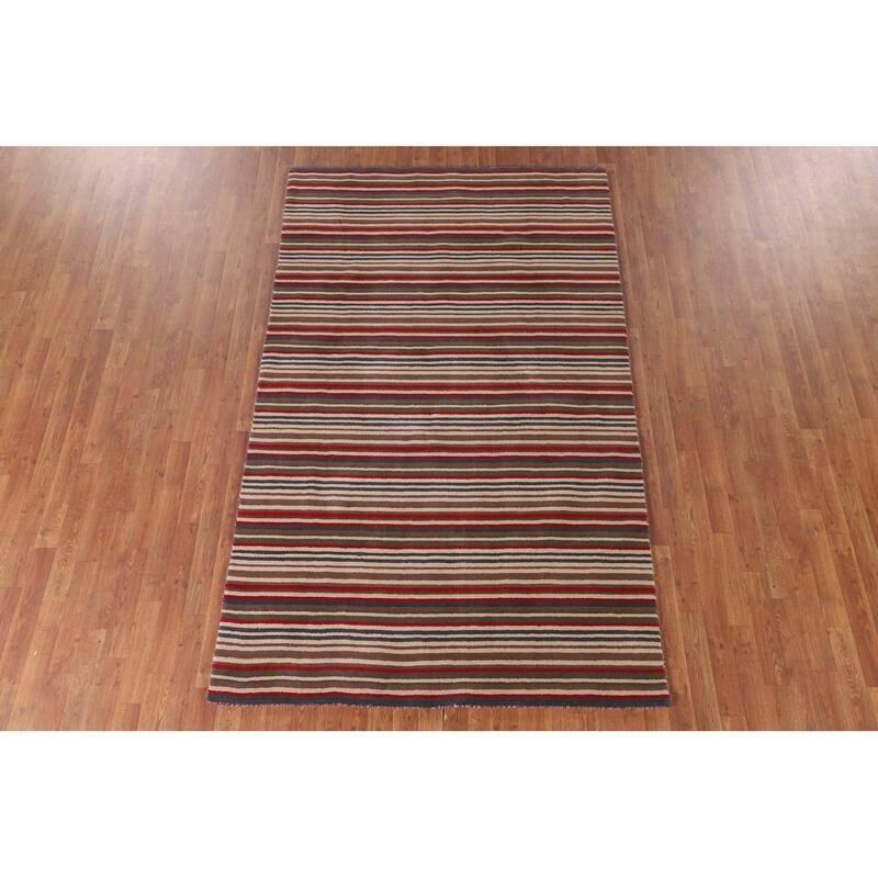 Multi-Color Striped Gabbeh Oriental Area Rug Handmade Wool Carpet - 5'1"x 8'4"