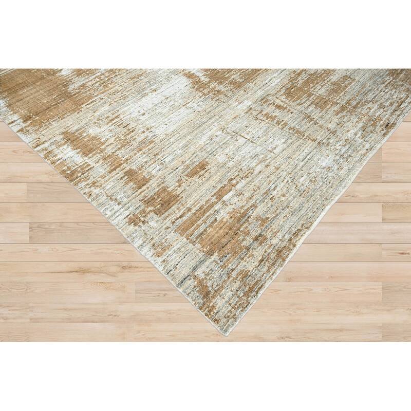Hand Knotted Oushak 100% Wool Modern Oriental Area Rug Gray, Beige - 7' 7'' x 9' 11''