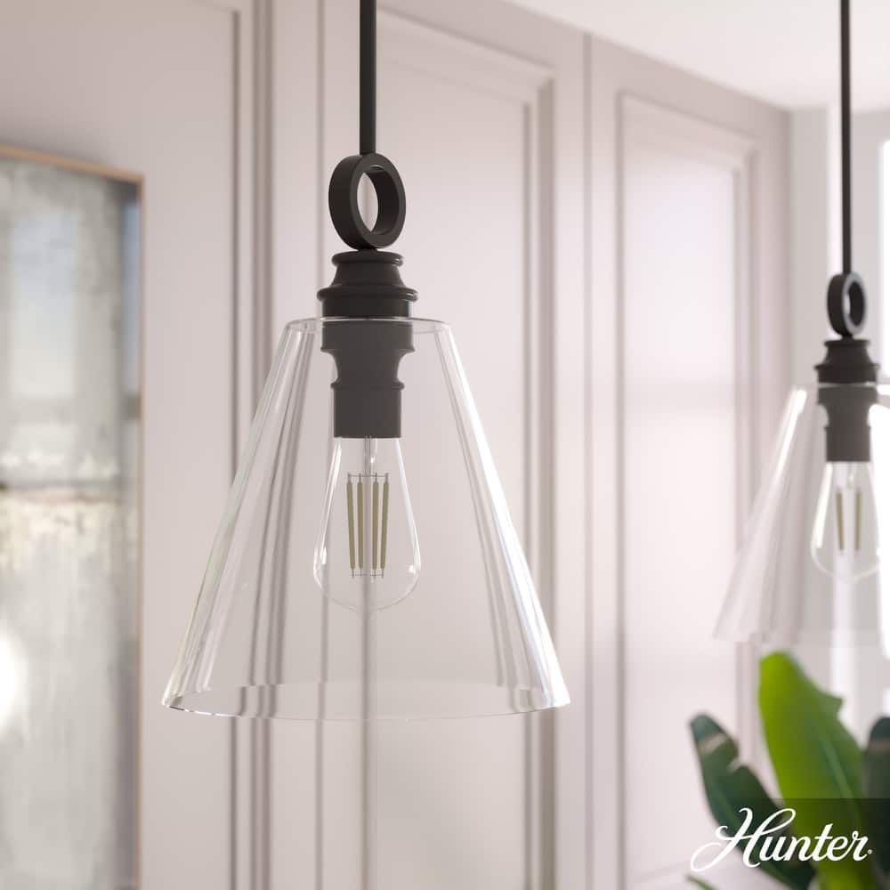 Hunter Klein 12" 1-Light Glass Pendant - Kitchen Island, Dining Room - Industrial, Contemporary, Transitional
