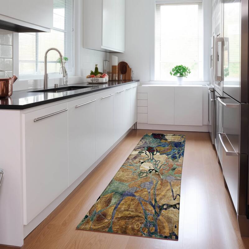 Alsiz Unique Abstract Weather Resistant Timeless Fusion Runner Outdoor Rug