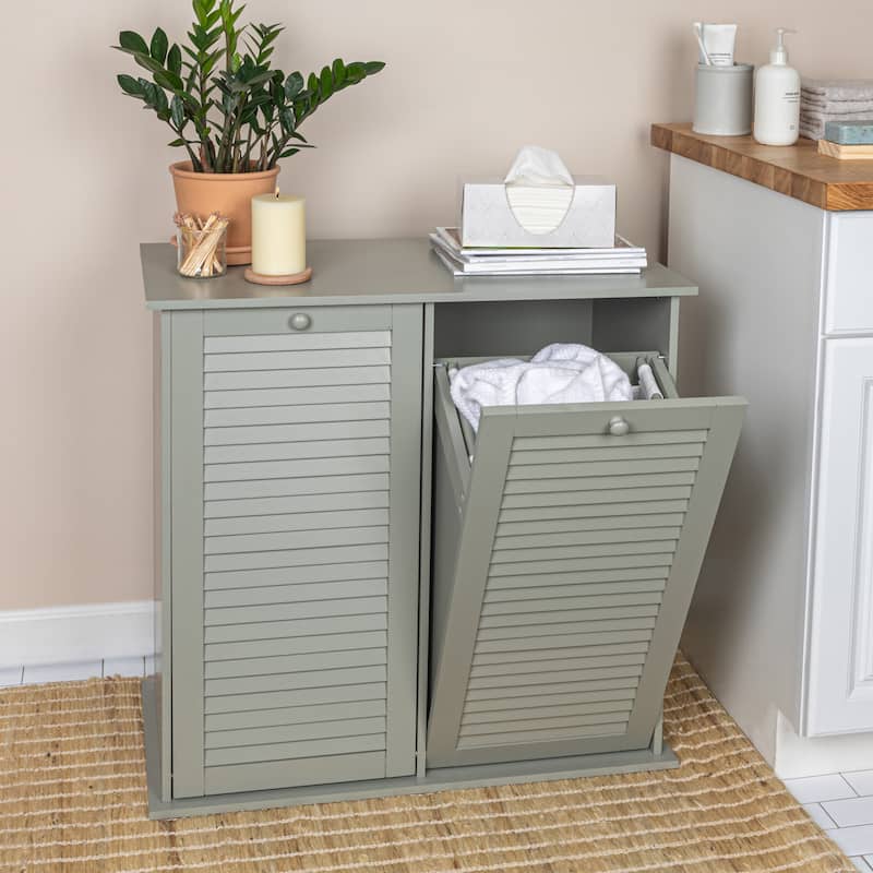 Household Essentials Tilt-out Cabinet Laundry Sorter with Shutter Front - Grey