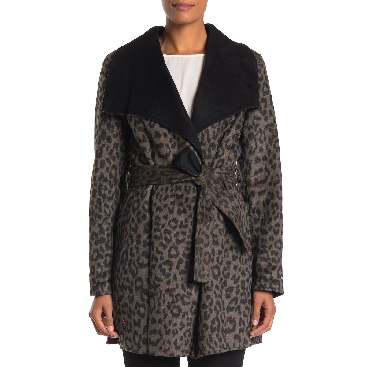 Leopard wrap coat clearance