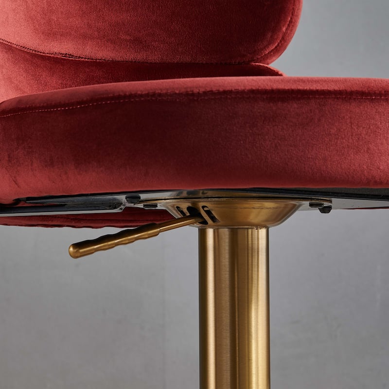 Modern Velvet Bar Stool with Height Adjustment and 360-Degree Swivel
