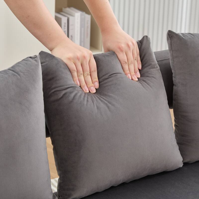 53.7" W Loveseat Sofa with 2 Accent Chair,3-Piece Living Room Furniture Sets with Pillows and Metal Legs