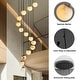 preview thumbnail 9 of 19, KAYLA Luxury 14-Light Alabaster Globe Chandelier in Vintage Copper Finish, Grand Pendant Light for Stairwells or Foyers - 138in