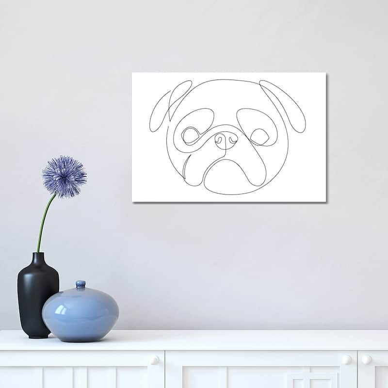 iCanvas "Pug - One Line Dog Portrait" by Addillum Canvas Print - 12x18x1.5
